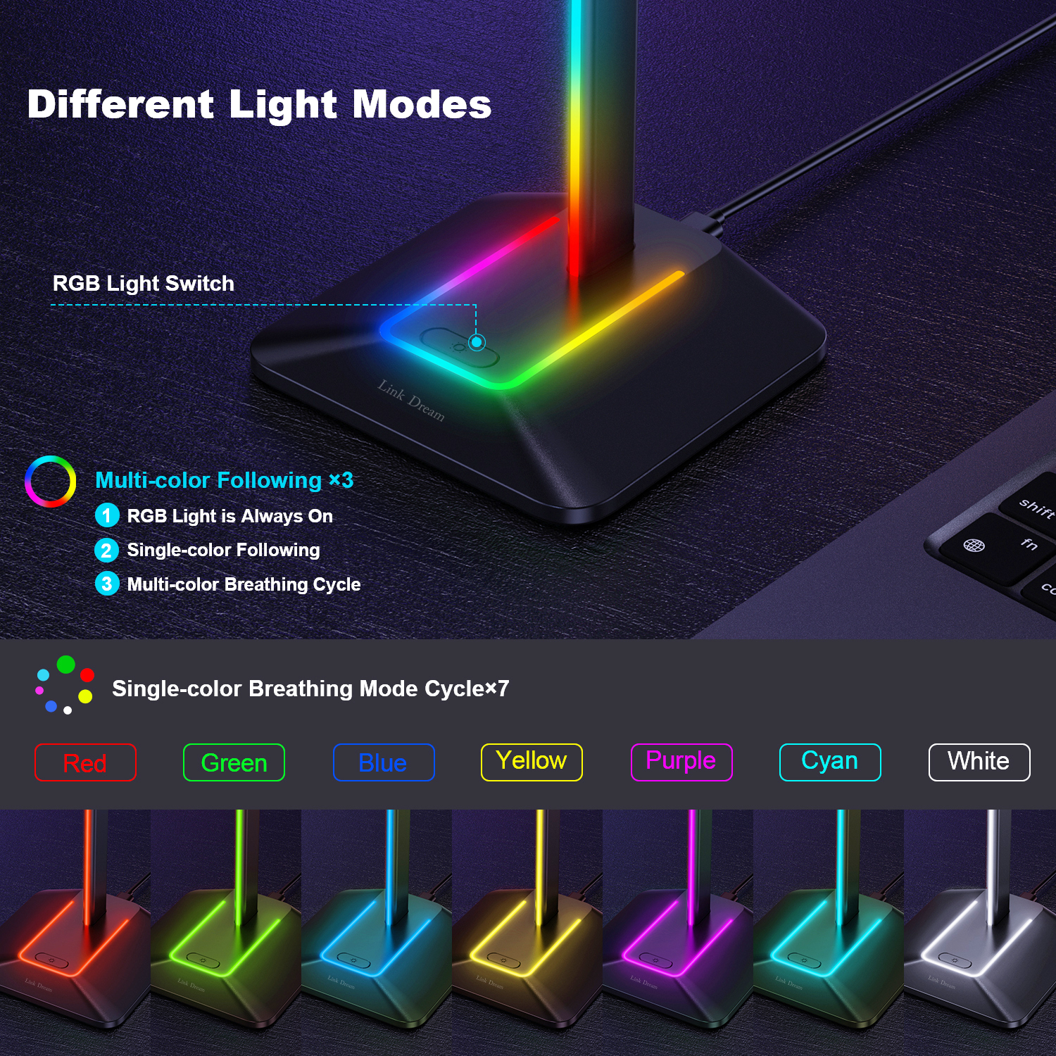 New Bee Z8 RGB Headphones Stan - Headphone Stand Desk avis et prix