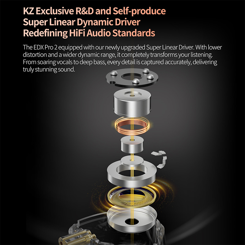 KZ EDX Pro 2 Ultra-linear Dyna - In Ear Monitor Iem avis et prix