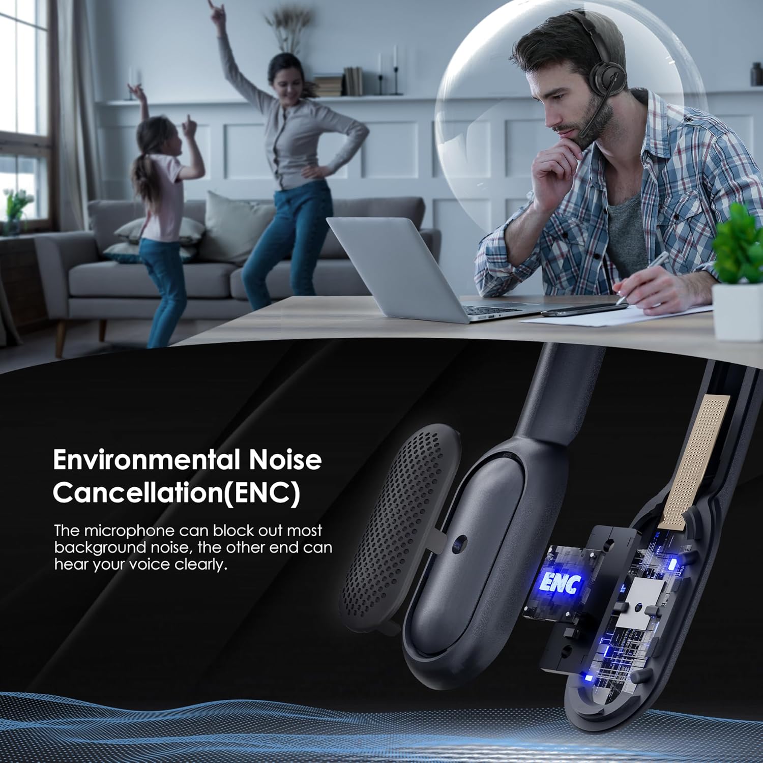 Bluetooth 5.4 ANC Headset with - Noise Cancelling Headphone avis et prix