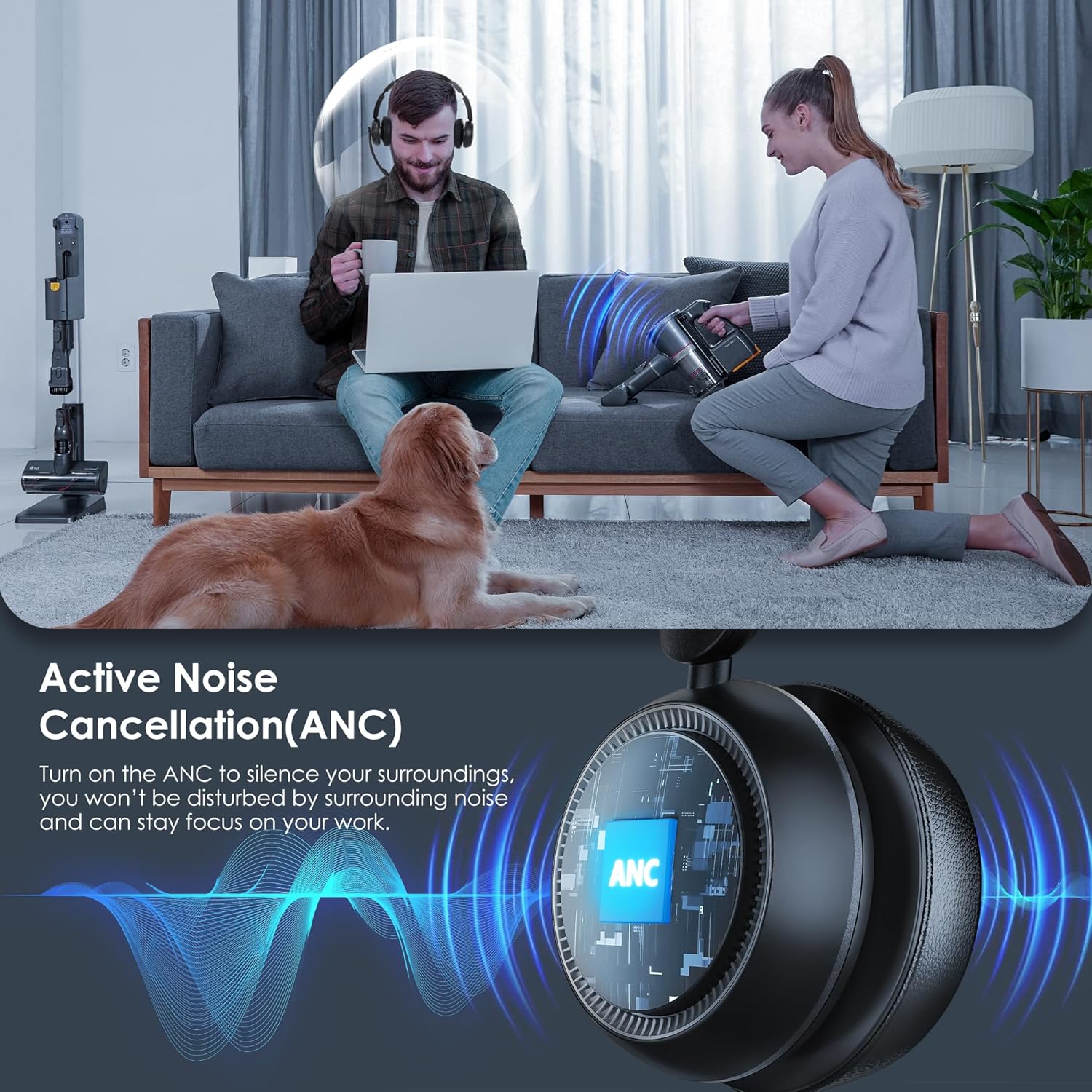 Bluetooth 5.4 ANC Headset with - Noise Cancelling Headphone avis et prix