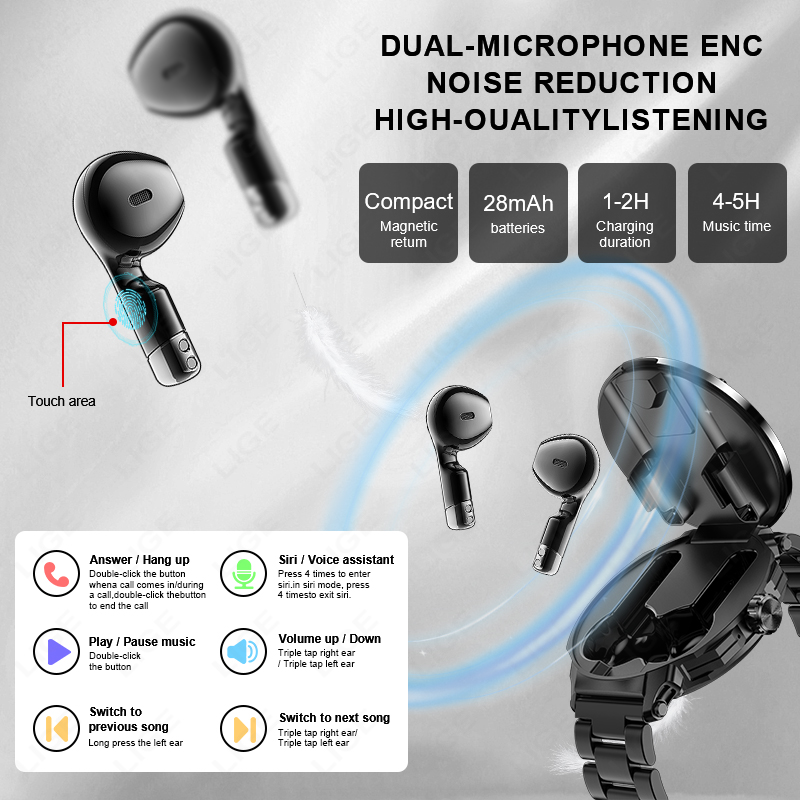 New Men's 2 In 1 Headset Smart - Earbuds Charging Case avis et prix