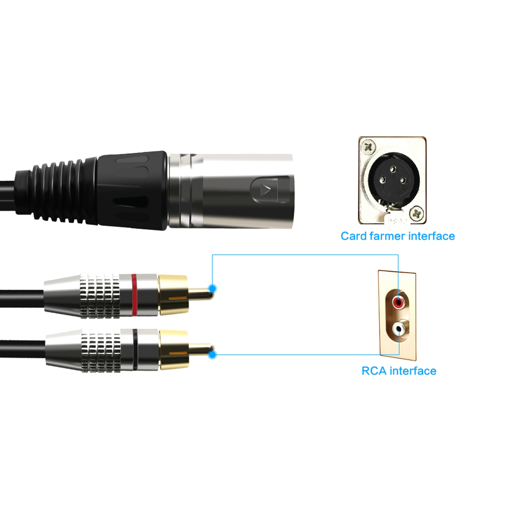 1 XLR Male to 2 RCA Male Plug  - Audio Splitter Y avis et prix