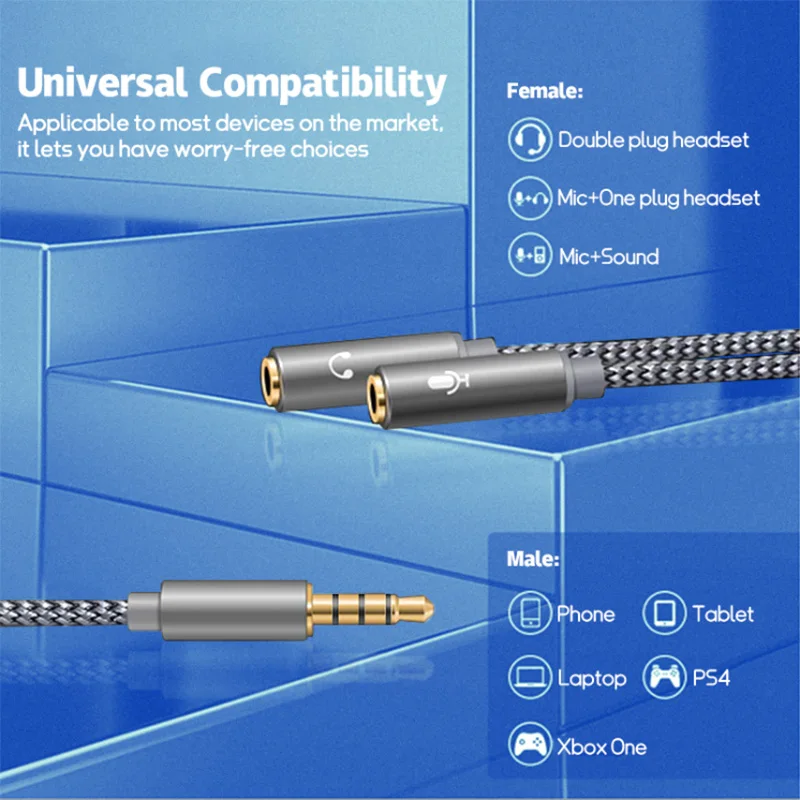 Headset splitter 3.5mm audio m - Earphone Splitter Jack avis et prix