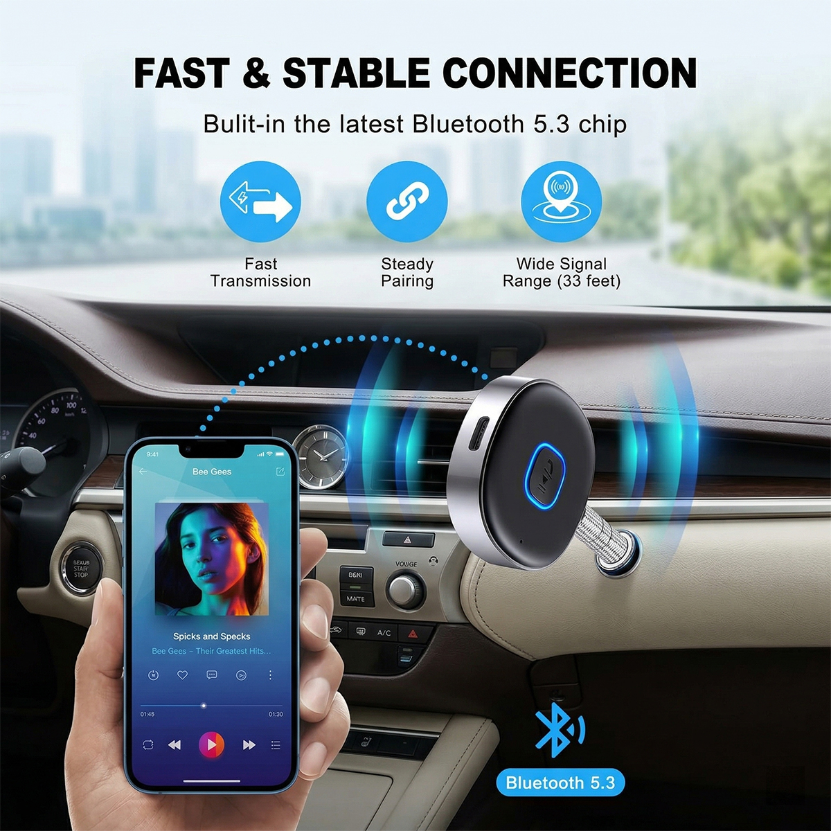 Car Bluetooth AUX Adapter, Min - Bluetooth Adapter Receiver avis et prix