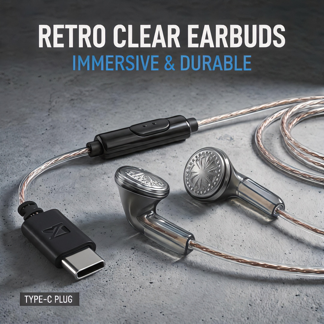 Type-C Wired Earbuds Retro Loo - Wired Earphone Mic avis et prix